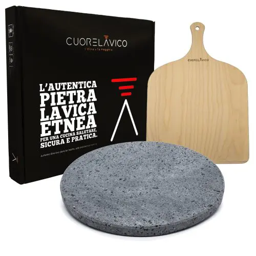 Kit Pizza Tonda ø 35 cm con Pala in pietra lavica