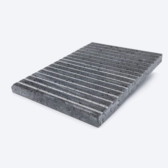 Grillplatte aus gewaschenem Stein mit horizontaler Rille-39X30X3-cm