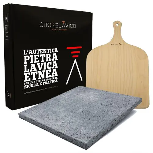 set per pizza in pietra lavica etnea 39x35x2 cm