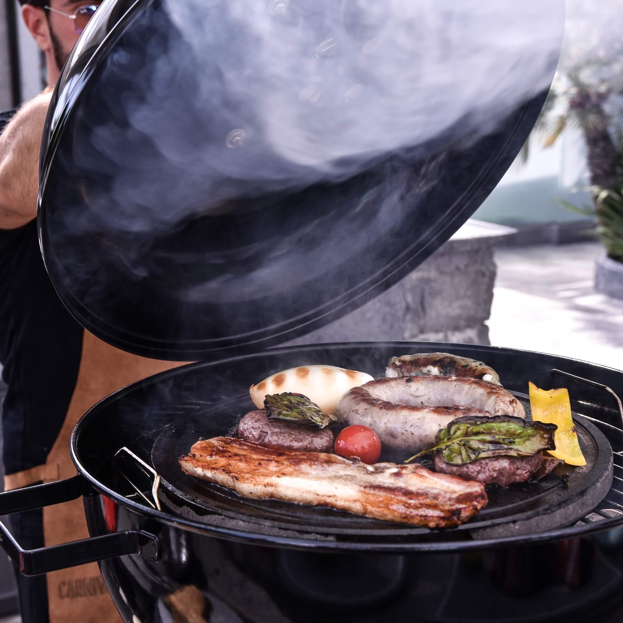 Piastra refrattaria per barbecue in pietra lavica tonda 35 cm