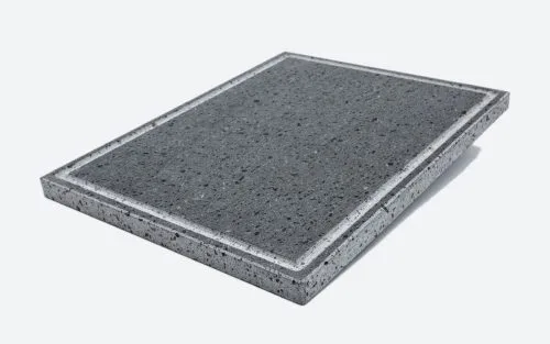 Piastra in pietra lavica per barbecue 39x30x2 cm con canalina raccogli-grassi