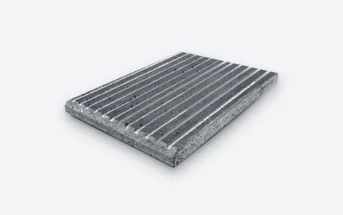 Piastra grill in pietra lavica 39x30x3 cm con scanalature orizzontali