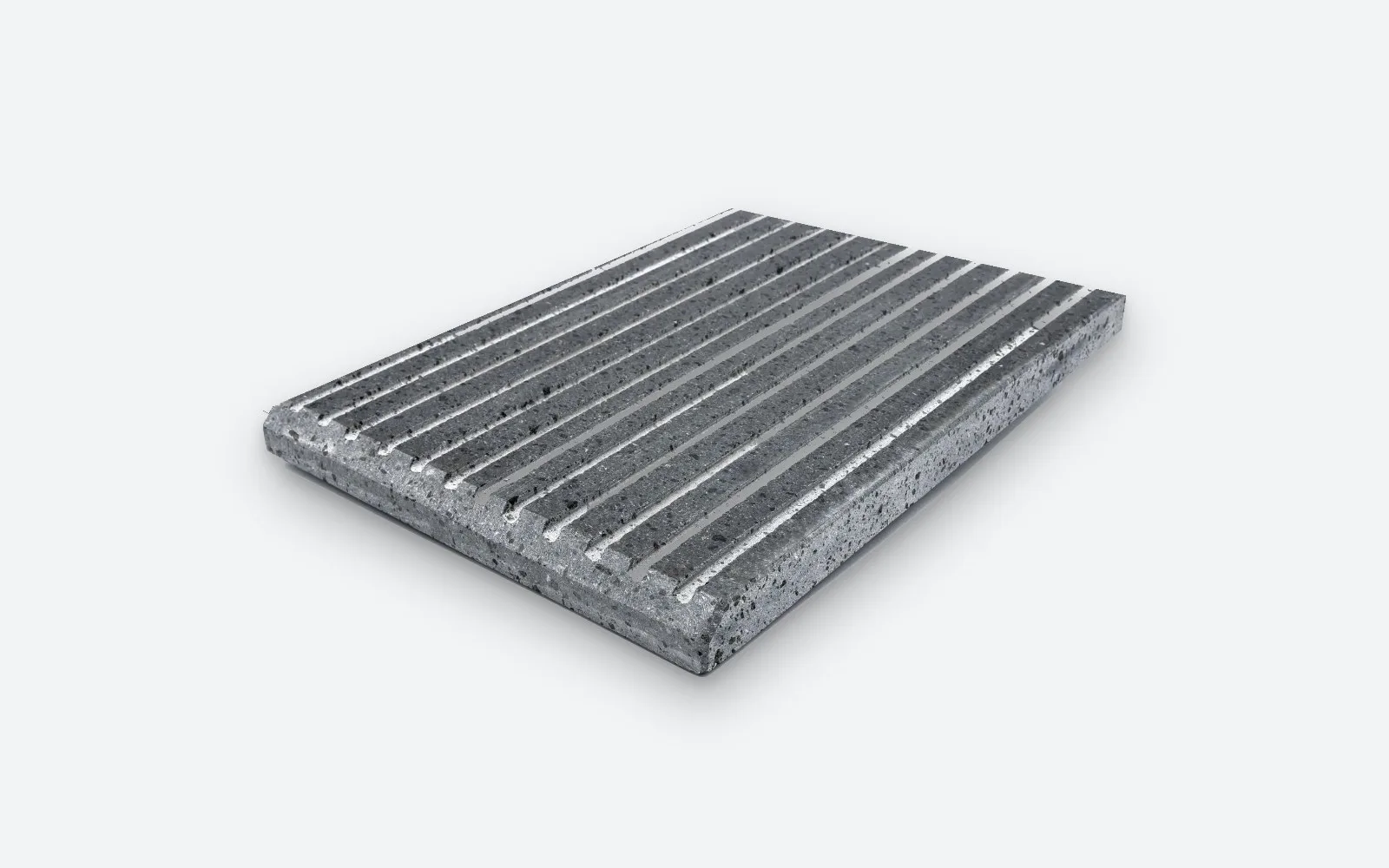 Piastra Grill BBQ 39x30x3 cm in Pietra Lavica – Scanalature Orizzontali