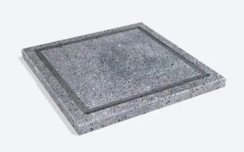 Piastra in pietra lavica 25x25x1,5 cm per fornello a gas con scanalatura perimetrale